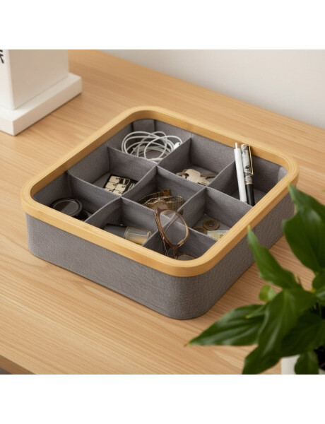 ORGANIZADOR PLEGABLE 9 COMP 30X30X9CM EX TELA GRIS ORGANIZADOR PLEGABLE 9 COMP 30X30X9CM EX TELA GRIS