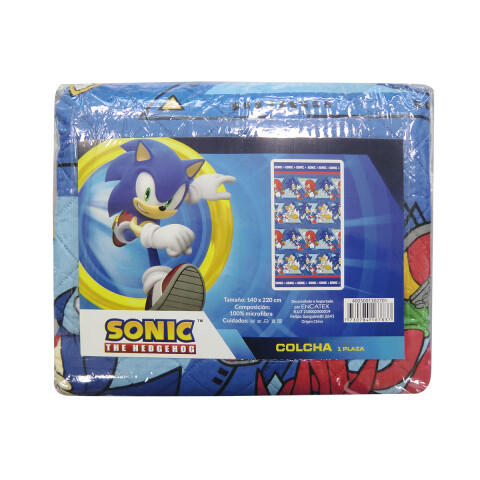 Colcha Infantil Sonic 1 Plaza 100% Microfibra AZUL FRANCIA