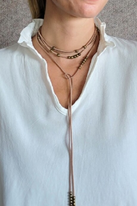 Collar Corbatín Beige - Oro