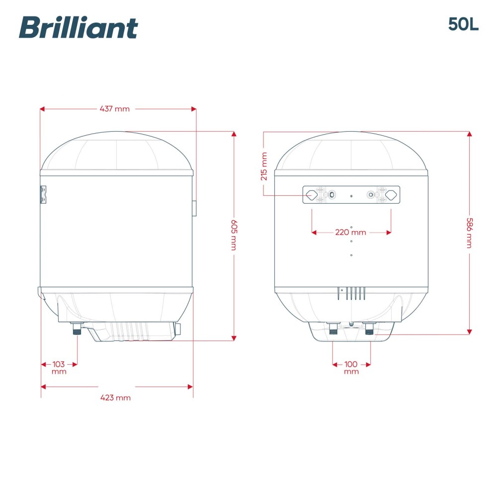 TERMOTANQUE BRILLIANT ACERO 50 LITROS BREV50WH