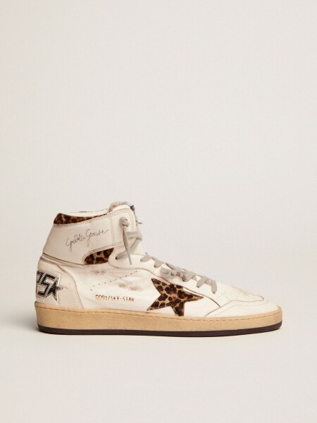 Golden Goose-Botines de cuero acordonados, Sky Star Blanco