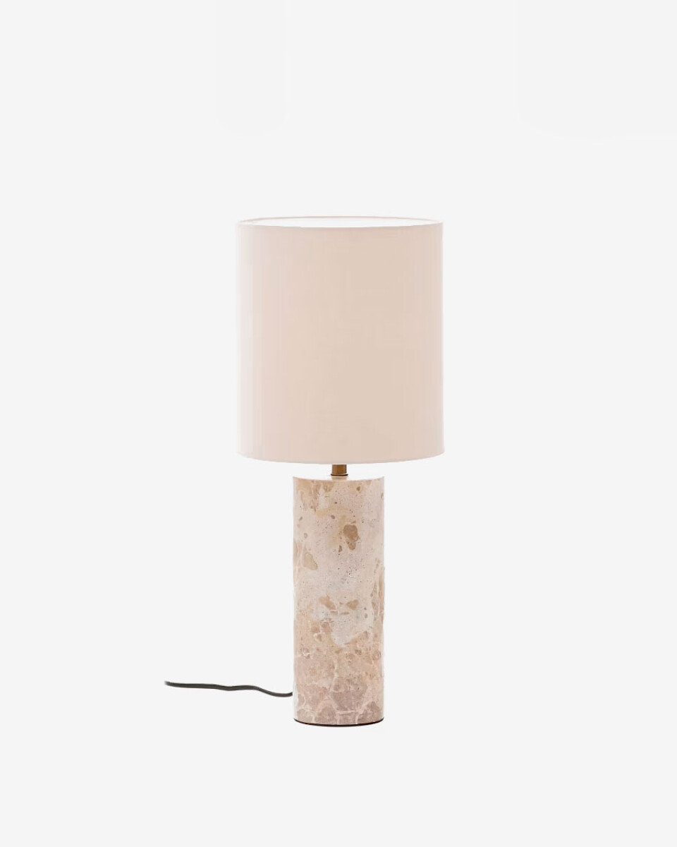 Lámpara de mesa Raze de mármol beige y pantalla de lino beige 