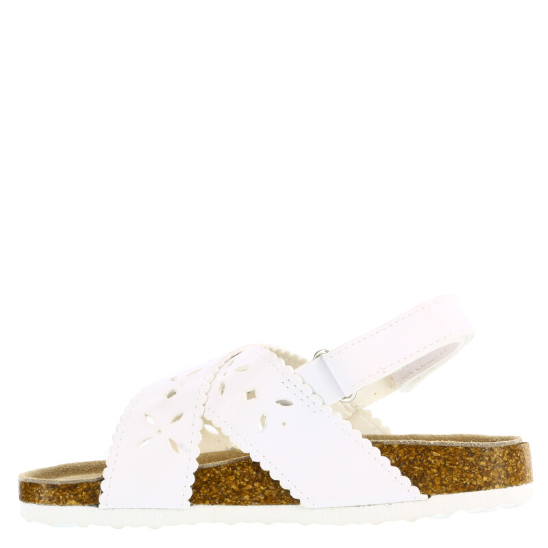 Sandalia de Niña Mini Miss Carol CROPS con diseño calado y velcro Blanco