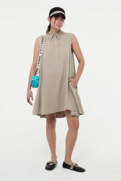 VESTIDO CORTO CON CUELLO Vison