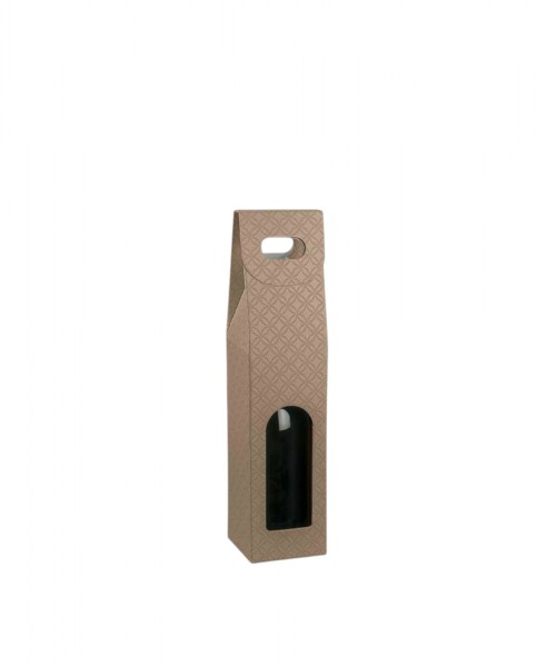 Caja c/ventana 1 botella 9x9x38,5 - 37274 - MATELASSE CUOIO Caja c/ventana 1 botella 9x9x38,5 - 37274 - MATELASSE CUOIO