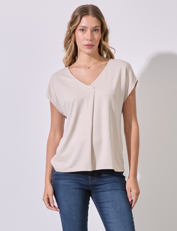 Blusa Esc V BEIGE