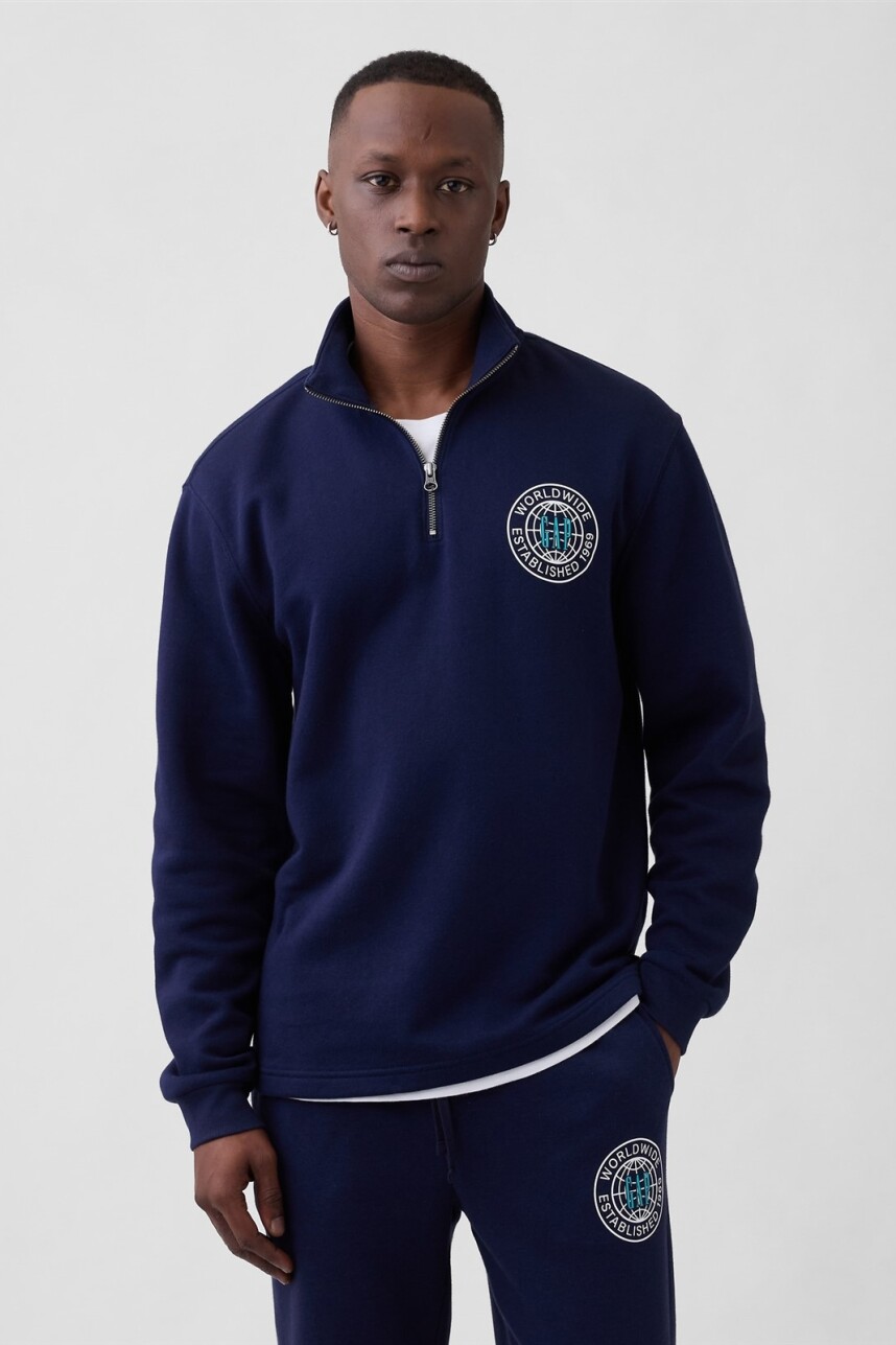 Buzo Deportivo Medio Cierre Hombre Navy Uniform