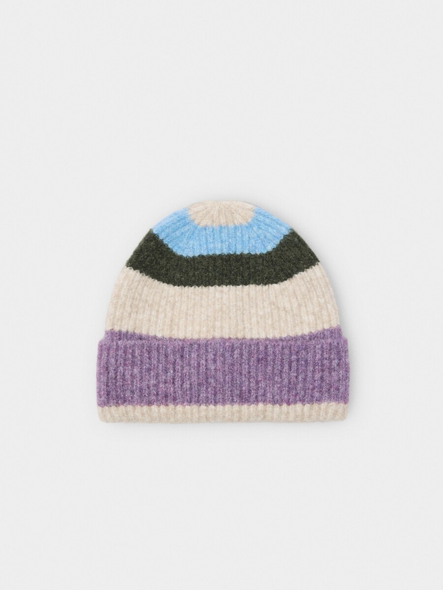 Gorro De Punto Con Rayas violeta