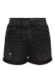 Shorts Jeans Efecto Roto Black Denim