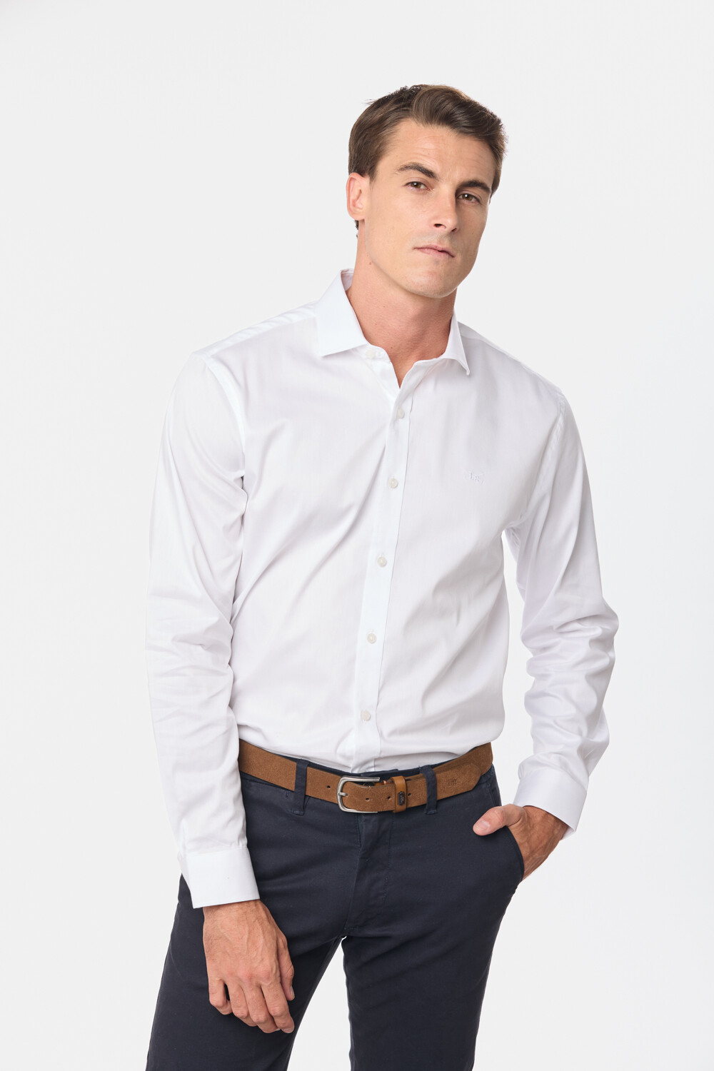 CAMISA DE VESTIR CON SPANDEX Blanco