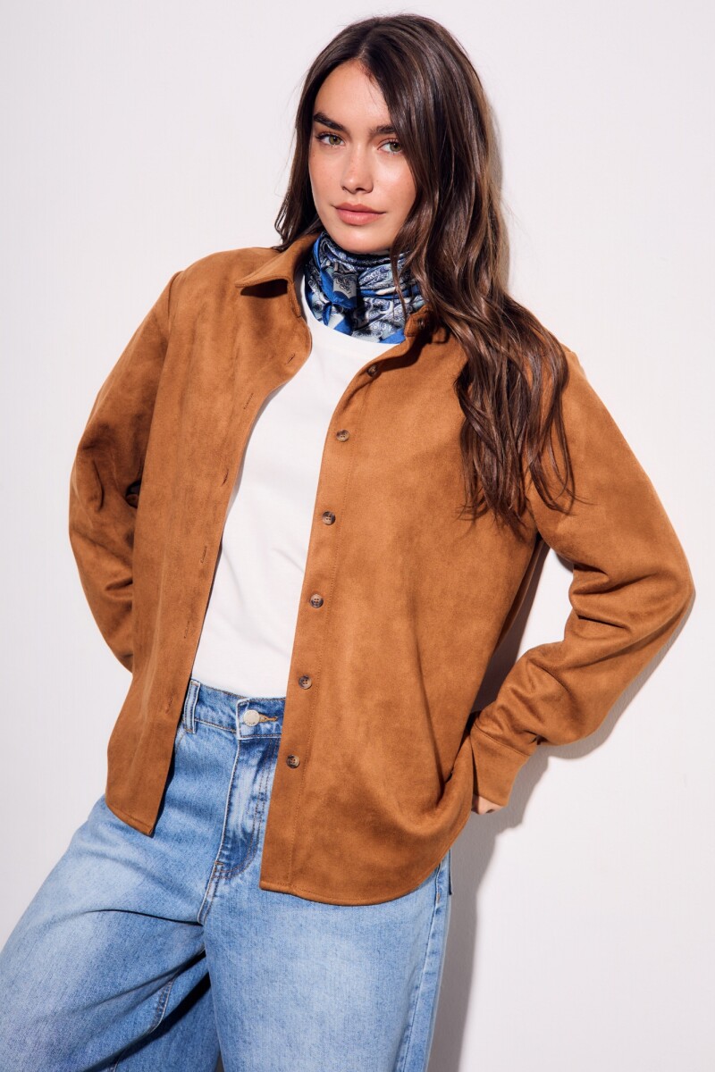 Camisa Gamuza Cuero Vegano - Camel 