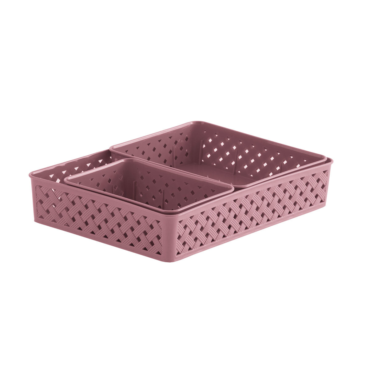 PACK ORGANIZADOR RATTAN X 3 UNIDADES ROSADO 