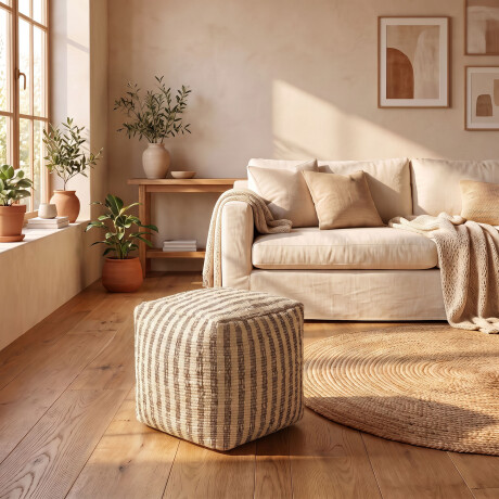 POUF KAMEEL MARRÓN ALGODÓN DENIM