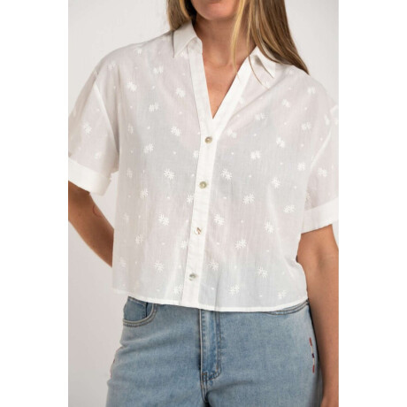 Blusa Broderie Manga Corta Crudo