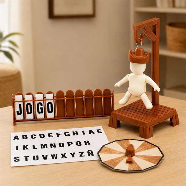 Juego de Mesa Ahorcado con Letras y Piezas de Encastre Marrón