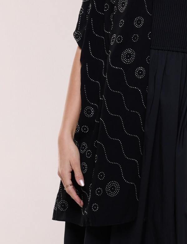 Pashmina Gasa Brillo NEGRO/PLATEADO