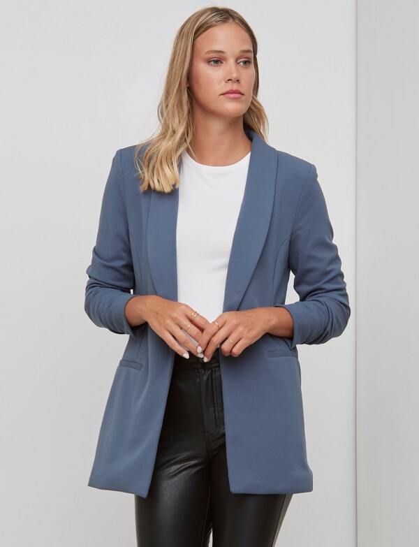 Blazer Crepe Manga Fruncida AZUL