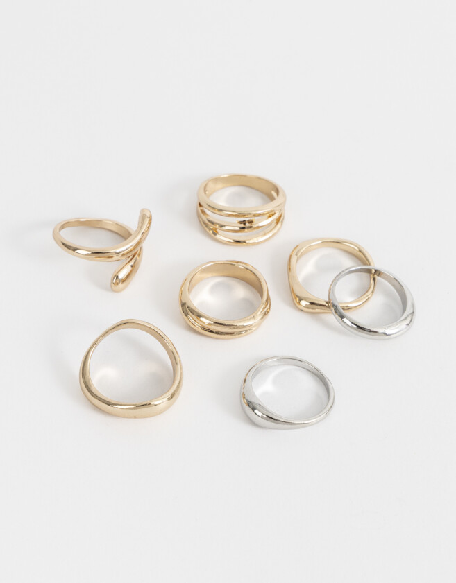 Sets Anillos Metal diferenciado Sets De Anillos Mix Plating - Combinacion Bicolor
