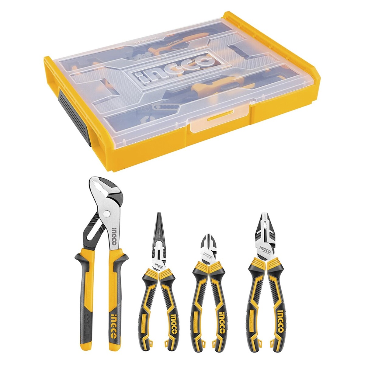 Set x4 pinzas Ingco con caja de almacenamiento 