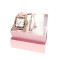 Set De Reloj Rectangular Rosa