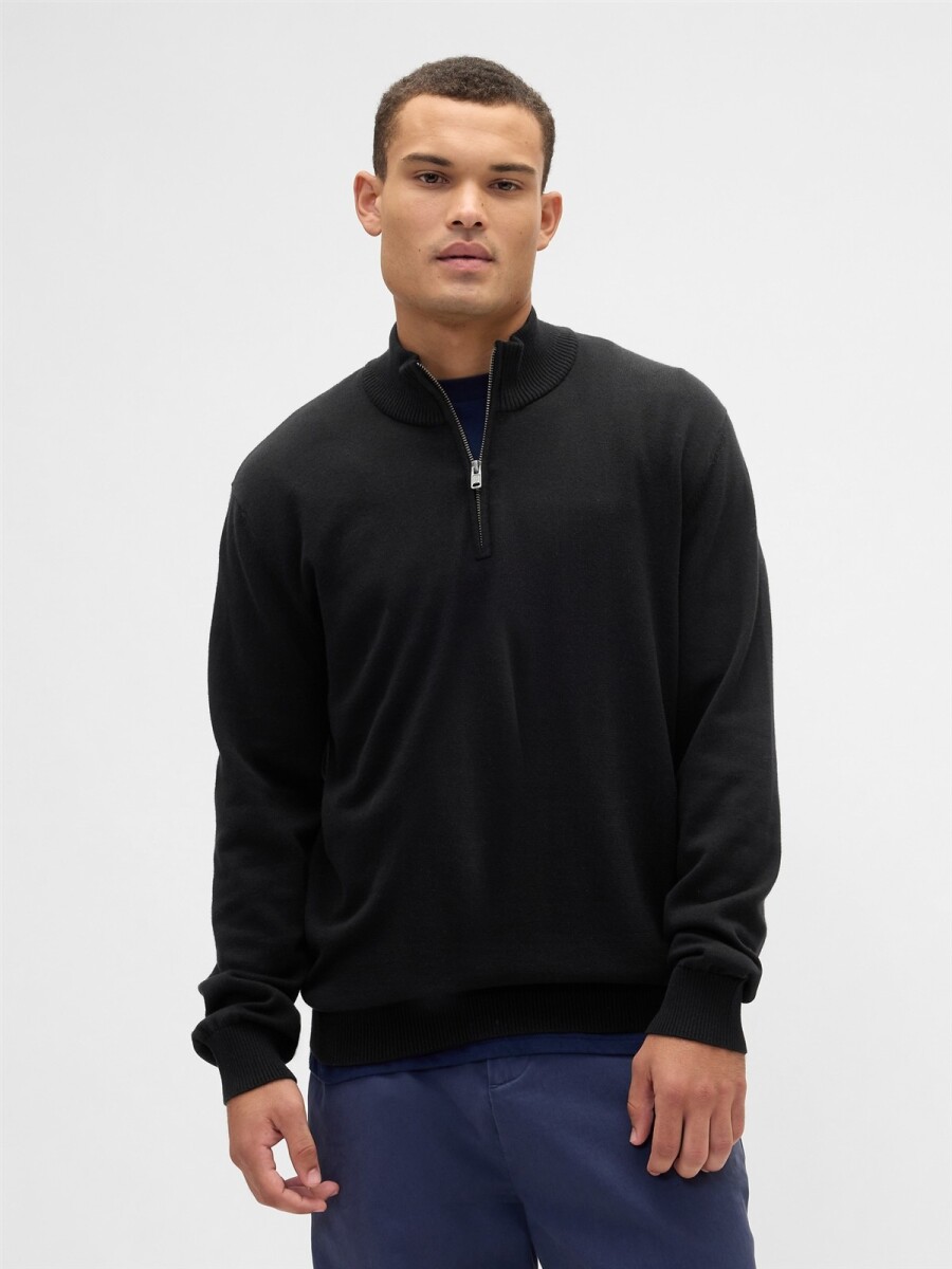 Buzo Medio Cierre Hombre - True Black V2 