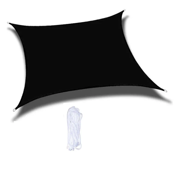 Toldo Lona Vela Para Sombra Rectangular Impermeable de 3x4 Metros Negro