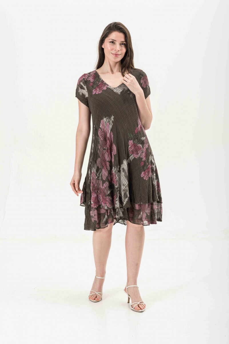 VESTIDO CAROLINE - ESTAMPADO MARRÓN 
