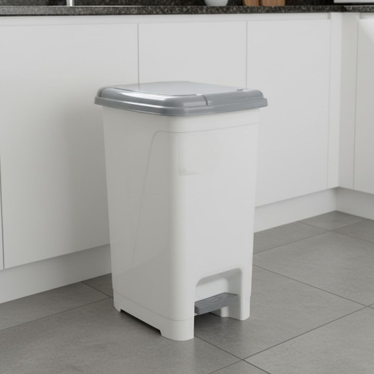 Tarro de residuos 40L con pedal - BLANCO 