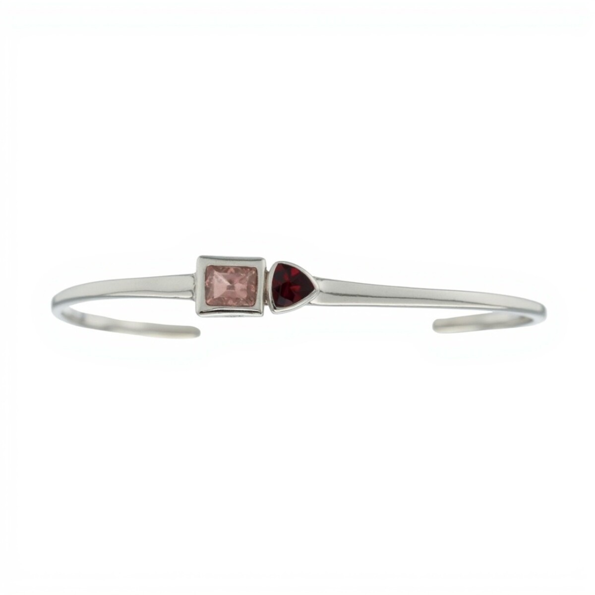 Brazalete Varanasi-Plata 925 rodinada-Piedra Granate y Cuarzo rosa-BR2019 - conpiedra 