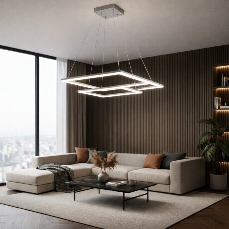Colgante led dos Marcos 60 + 40cm 70W Dimerizable Plata Colgante led dos Marcos 60 + 40cm 70W Dimerizable Plata
