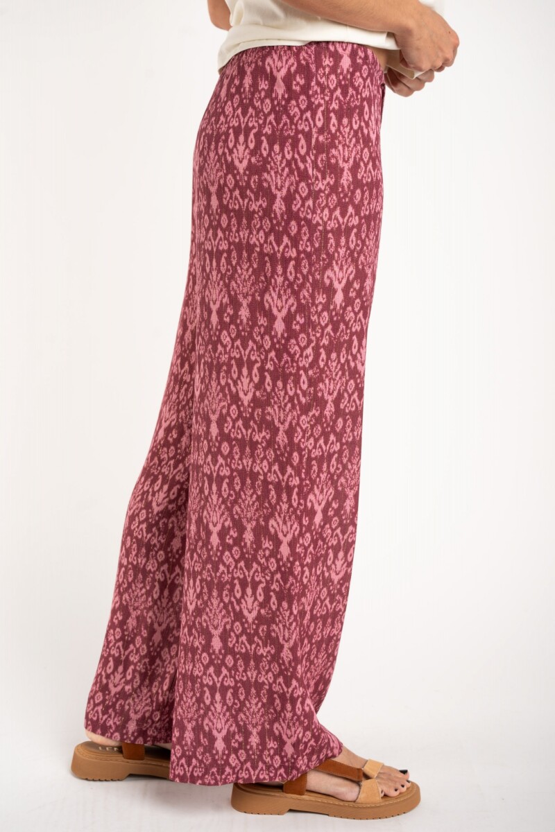 Pantalón Algodón Estampado Rosa