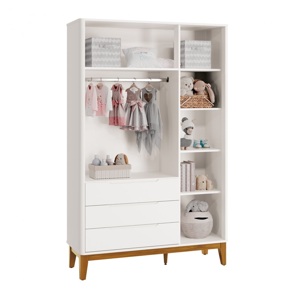 Ropero 4 puertas 3 cajones - Boom Blanco