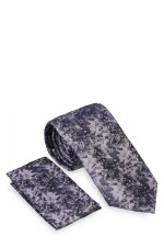 Corbata con pañuelo 8 cm GRIS