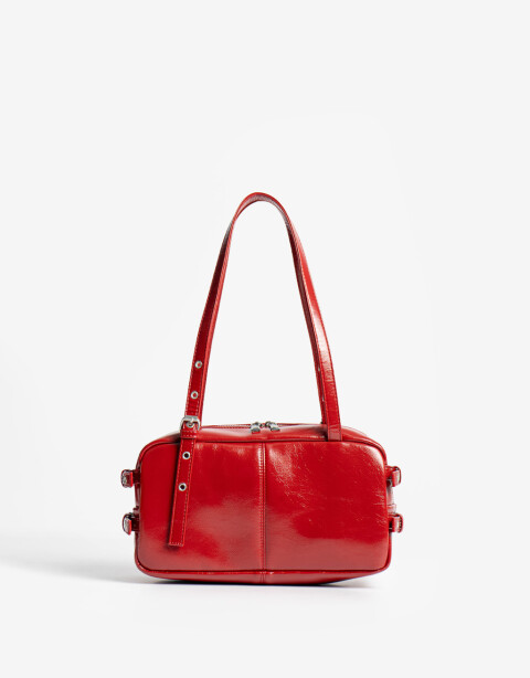 City Cartera City Efecto Acharolada - Rojo Medio