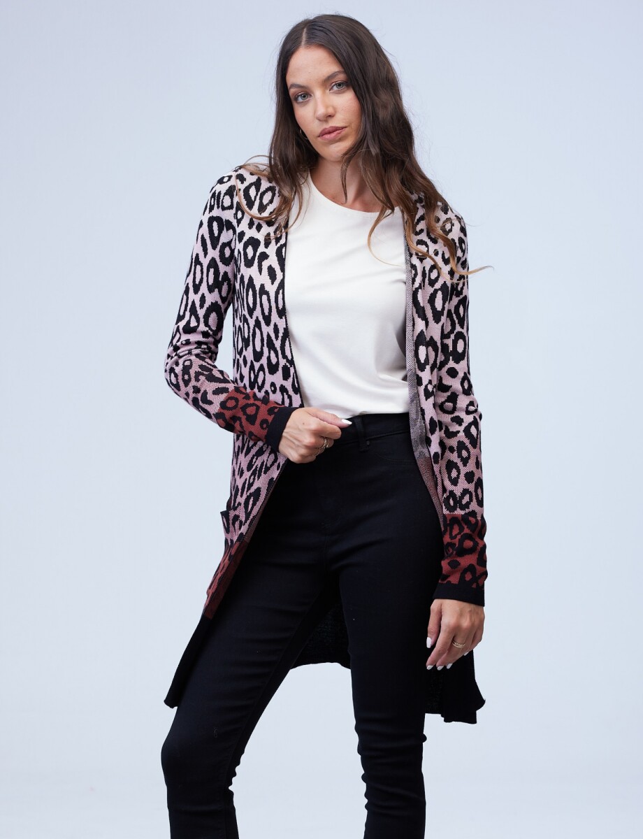 Cardigan Print - Negro/rosa 