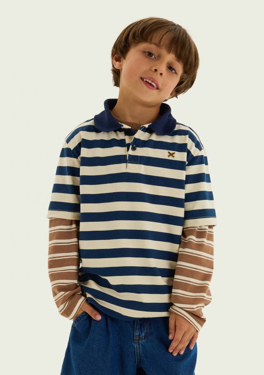 POLO DE NIÑO CON LOGO BORDADO - AZUL 