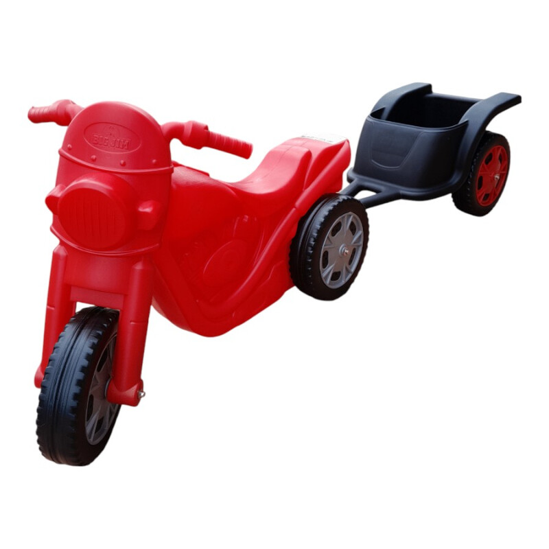 Triciclo Moto Big Jim con Tráiler Infantil Rojo