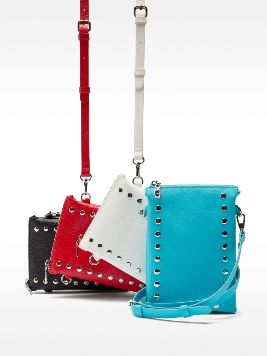 Bolso Bandolera Doble Con Tachuelas rojo