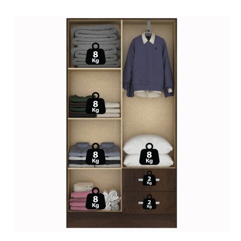 Ropero Armario 4 puertas 2 cajones con estantes y perchero 170 x 90 x 36 cm - Marrón Ropero Armario 4 puertas 2 cajones con estantes y perchero 170 x 90 x 36 cm - Marrón