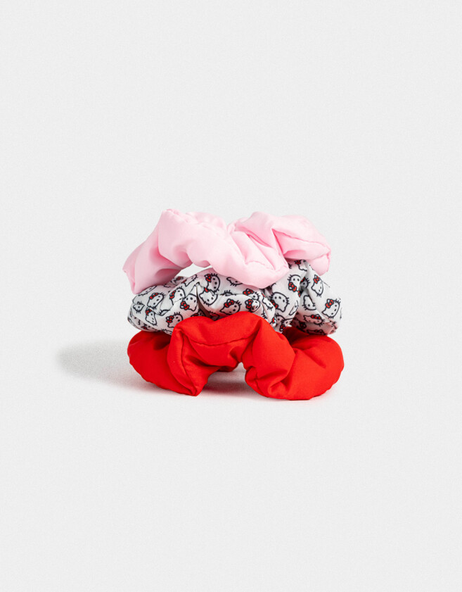 Gomitas Infantiles Licencias Set De Scrunchies "hello Kitty" - Combinacion Multicolor