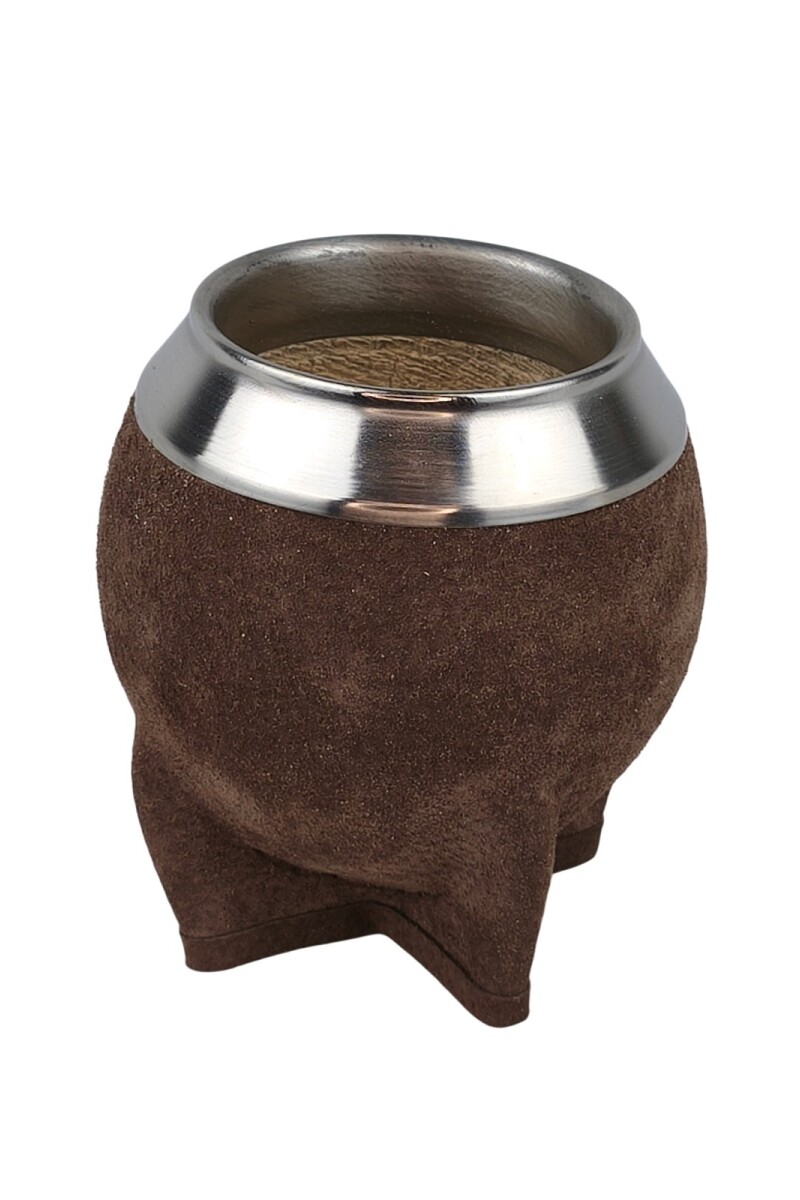 Mate de calabaza forrado en cuero modelo torpedo Chocolate