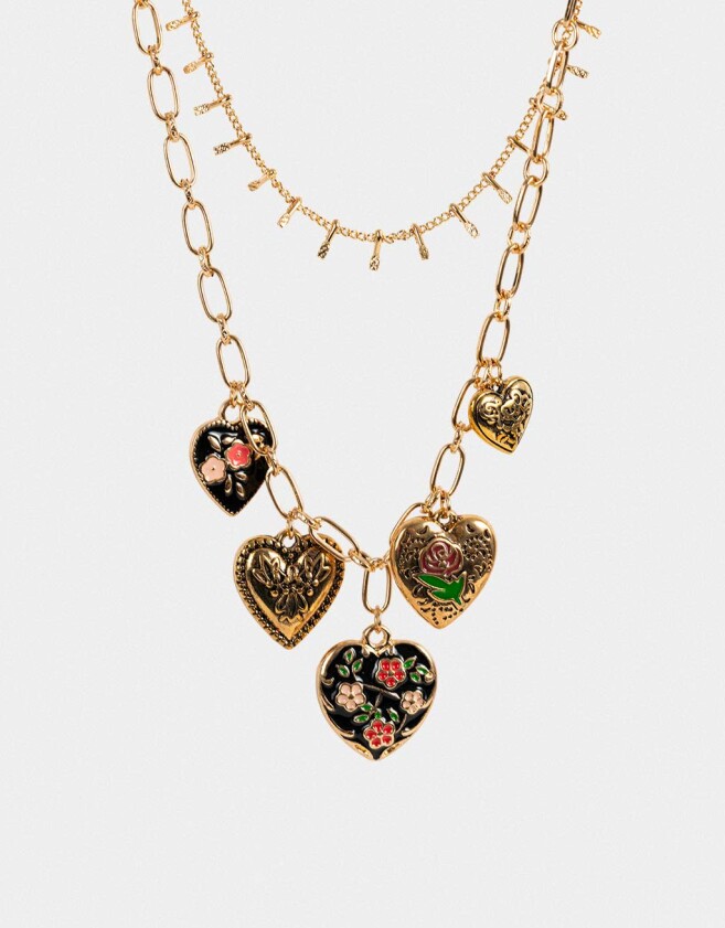 Collares Cortos Corazón Collar Corto Con Corazón - Dorado