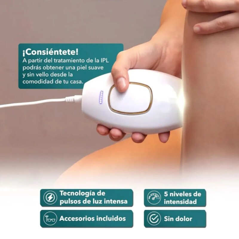 Depiladora láser IPL portátil con 5 niveles de intensidad Depiladora láser IPL portátil con 5 niveles de intensidad