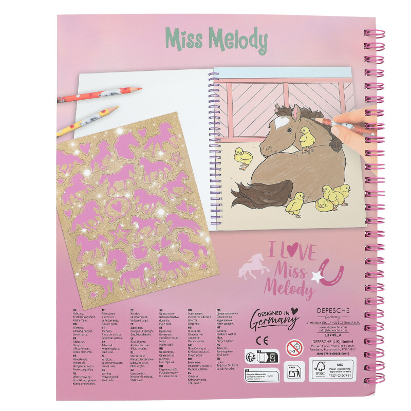 Libro para colorear de Miss Melody con lentejuelas Top Model Libro para colorear de Miss Melody con lentejuelas Top Model