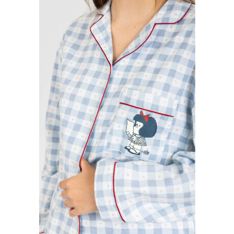 Pijama mafalda franela algodon Celeste