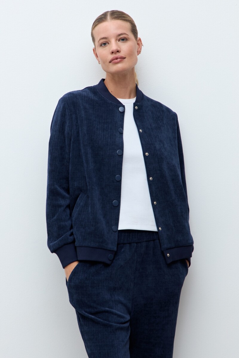 Bomber acanalada azul marino