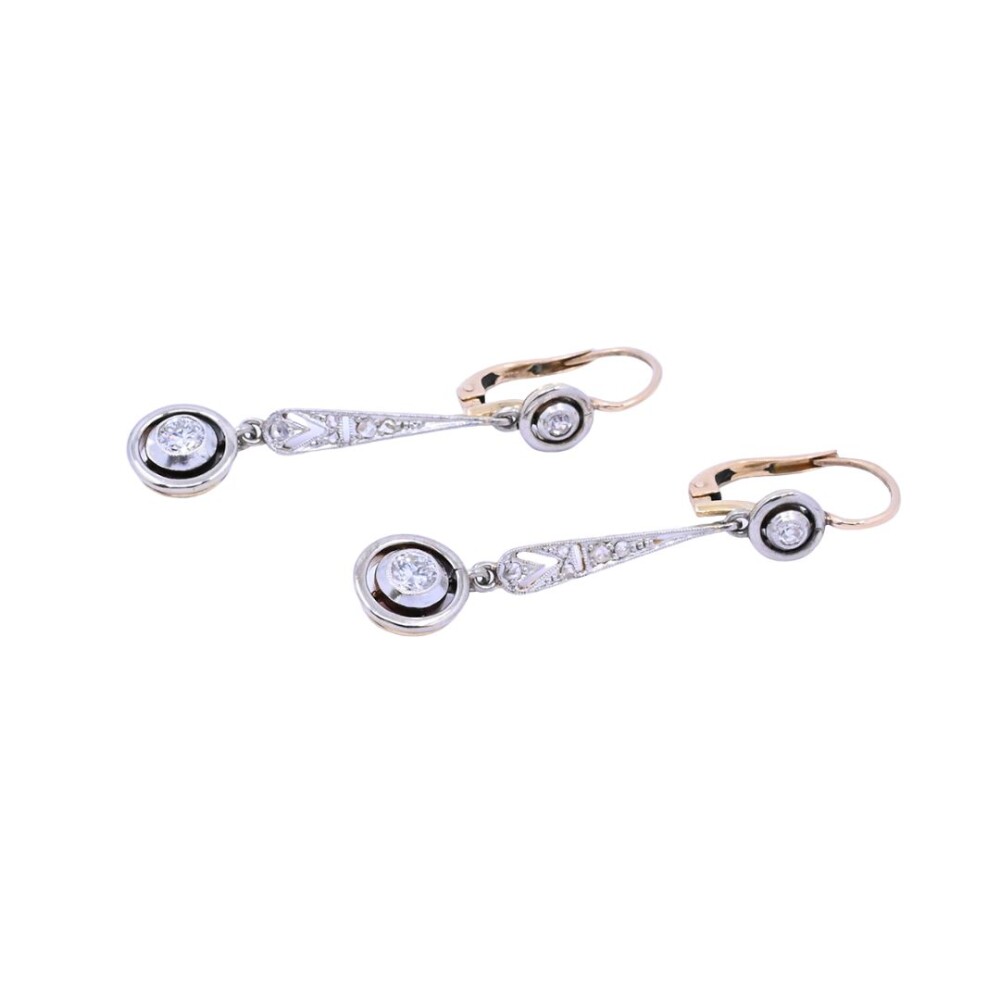 Caravanas oro 18k antiguas con brillantes y diamantes. Caravanas oro 18k antiguas con brillantes y diamantes.