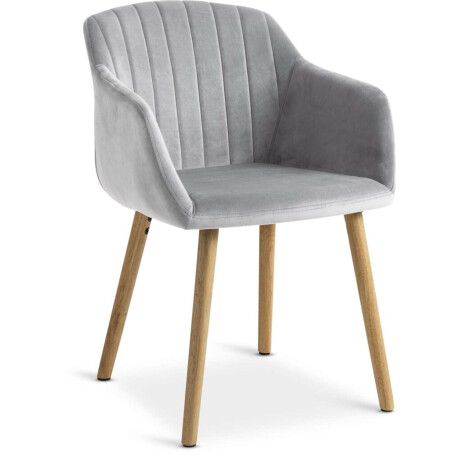 Silla De Comedor Adslev Terciopelo Gris/Nat Gris/Natural