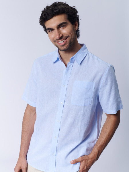 Camisa lino Celeste