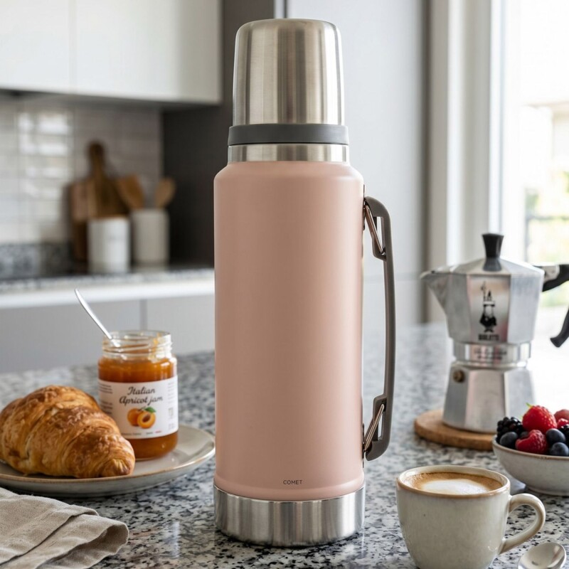 Set termo Comet Viena 1 lt + Mate de 160 ml Rosado